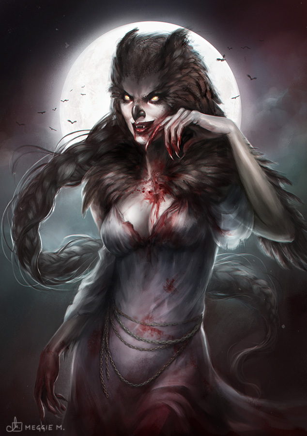 slavic vampire strzyga digital painting illustration concept art by Meggie M. Art - Małgorzata Motyka